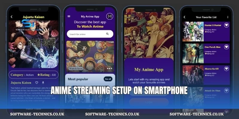 Anime streaming setup on smartphone