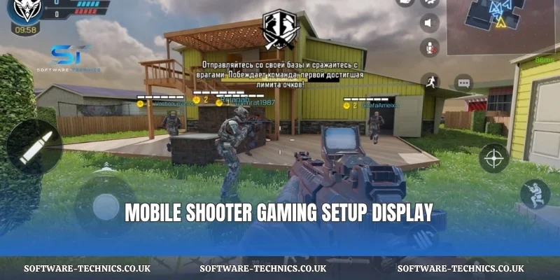 Mobile shooter gaming setup display